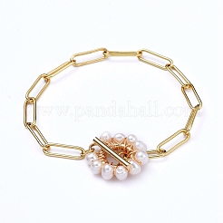 Ensembles de bijoux collier et bracelet chaînes trombones en laiton&nbsp;SJEW-JS01098