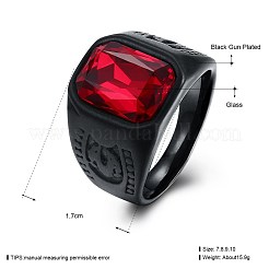 Herren-Fingerringe aus Edelstahl und Glas&nbsp;RJEW-BB29449-D-8