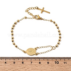 Bracelets en acier inoxydable 304 avec croix de Saint-Benoît pour femmes&nbsp;BJEW-K295-02G