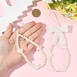 Handy-Armbänder aus ABS-Kunststoff mit Imitationsperlen (rund & Schleife)&nbsp;HJEW-YW00314-01