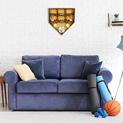 Baseball-Thema Holz Wand montiert Fingerring Veranstalter Display steht&nbsp;AJEW-WH0031-70B