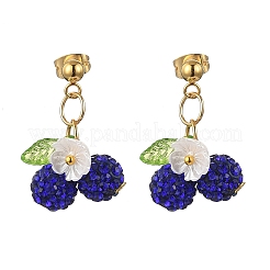 Kirsche 304 Edelstahl handgemachte Polymer Clay Strass Ohrstecker&nbsp;EJEW-JE06428-01