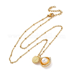 Collares colgantes de circonita cúbica transparente de acero inoxidable 304 para mujer&nbsp;NJEW-F334-01G-01