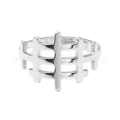 Bague rectangulaire creuse réglable en acier inoxydable 304 anti-ternissement pour femme&nbsp;RJEW-I097-04P