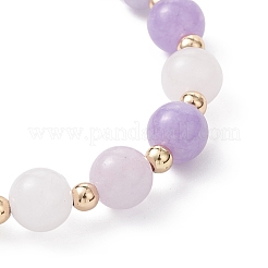 Braccialetti elastici con perline naturali di acquamarina&nbsp;BJEW-JB12945