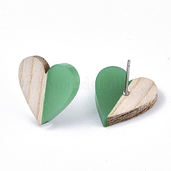 Aretes de resina transparente y madera&nbsp;LS-EJEW-N017-002A-D02