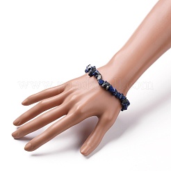 Braccialetti elasticizzati con perline di lapislazzuli naturali&nbsp;BJEW-JB05765-06