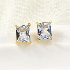 Pendientes rectangulares de latón con circonitas cúbicas transparentes&nbsp;EJEW-L261-025G