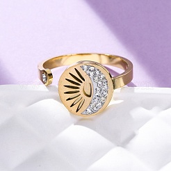 304 Edelstahl mit Strass-Manschettenringen&nbsp;RJEW-Q020-03G