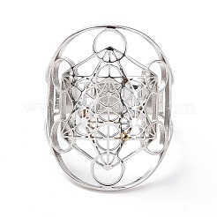 Anello regolabile a forma di stella di david in acciaio inossidabile 304 anti-ossidazione&nbsp;RJEW-P037-05P