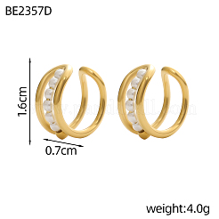 Ohrstecker aus Edelstahl 304 und Muschelperlen für Damen&nbsp;STAS-OY016-05G