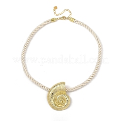 Halskette mit muschelförmigem Anhänger aus Messing und gedrehter Nylonschnur&nbsp;NJEW-JN06414