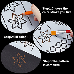 Mandala fleur animal de compagnie en plastique évider dessin peinture pochoirs modèles ensembles&nbsp;DIY-WH0028-67