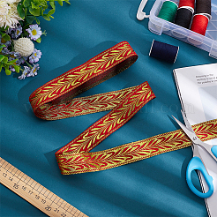 7 m langes Jacquardband aus Polyester im ethnischen Stil mit Blättern&nbsp;OCOR-WH0085-59