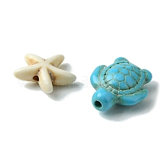 Diy synthetische türkisfarbene Schildkröten- und Seestern-Stretch-Armband-Herstellungskits&nbsp;DIY-FS0005-60