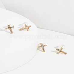 2 paire de boucles d'oreilles à tige en laiton micro pavées en oxyde de zirconium transparent pour femmes&nbsp;EJEW-LP0001-57G