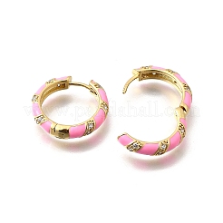 Orecchini a cerchio huggie in zirconi cubici trasparenti micro pavè&nbsp;EJEW-H121-22G-05