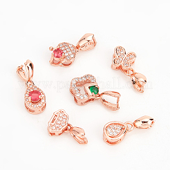 12 Stück 6 Stile langlebige vergoldete Messing-Mikropflaster-Zirkonia-Eispickel-Klemmbügel&nbsp;ZIRC-NB0002-04