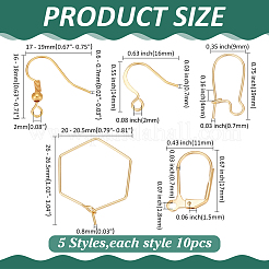 Crochets de boucles d'oreilles en laiton et accessoires de boucles d'oreilles à levier&nbsp;KK-ME0002-48