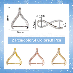 8 pz. 4 colori placcatura cremagliera ottone micro pavé zirconia cubica punteruolo ghiaccio pizzica&nbsp;KK-FH0006-29