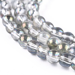 Plaqué plein arc-en-ronde galvaniques perles de verre brins&nbsp;EGLA-I002-4mm-01