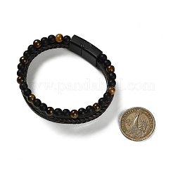 Armbänder aus natürlichen Tigeraugen und runden Glasperlen&nbsp;BJEW-G732-01B