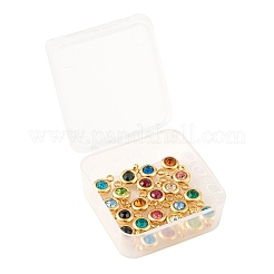 24 Stück 12 Farben 304 Edelstahl Strass Charms & Verbinder Anschlüsse&nbsp;STAS-LS0001-28G