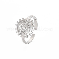 Anillo de puño abierto plano y redondo con letra inicial de acero inoxidable 304 que no se deslustra para hombres y mujeres.&nbsp;RJEW-S405-246P-X