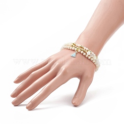 Ensemble de bracelets extensibles en perles de jade blanc naturel&nbsp;BJEW-JB09120