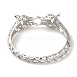 Bracelet creux à charnière léopard en laiton pavé de zircone cubique clair et vert pour femmes&nbsp;BJEW-K246-19E-P