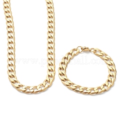 Ionenbeschichtung (IP) 304 Edelstahl Cuban Link Kette Armbänder & Halsketten Schmuck-Sets&nbsp;SJEW-B019-03E-G
