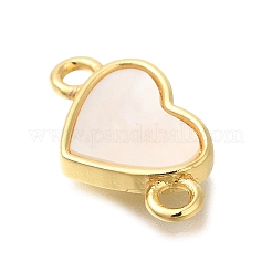 Dijes de conector de corazón de concha pavé de latón&nbsp;KK-R002-28G