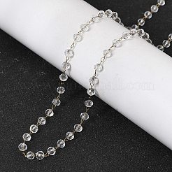 Colliers pour femmes en acier inoxydable 304 avec perles rondelles en verre facettées&nbsp;NJEW-G195-01G-12