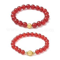 Braccialetti elastici in corniola naturale per coppia&nbsp;BJEW-JB12177