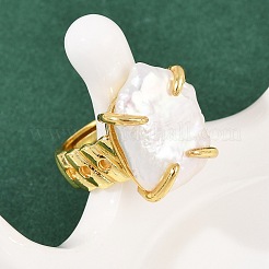 Quadratische Fingerringe aus Naturperlen&nbsp;RJEW-K286-09G