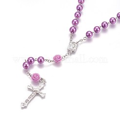 Collier de perles de chapelet en verre imitation de verre pour Pâques&nbsp;NJEW-WH0005-06