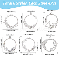 24 pièces 6 styles pendentifs en alliage à lunette ouverte&nbsp;FIND-SP0006-05