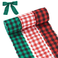 3 Rolle 3 Farben Tartan Baumwollleinen ausgefranstes Band&nbsp;OCOR-TAC0035-11A