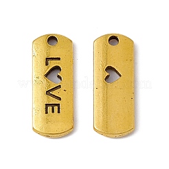 Tibétain rectangle en alliage de style avec mot amour pendentifs&nbsp;TIBEP-Q043-069AG-RS