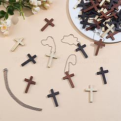 102 pendentif décoratif en bois en forme de croix&nbsp;DIY-GO0002-52