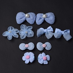 5 paire de pinces à cheveux en alligator en polyester avec nœud papillon et fleur&nbsp;PHAR-C012-01D