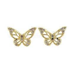 Micro farfalla in ottone spianare zirconi Orecchini&nbsp;EJEW-D304-34G