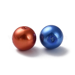 Hilos de cuentas redondas de perlas de vidrio nacaradas con pintura para hornear&nbsp;HY-Q004-8mm-M