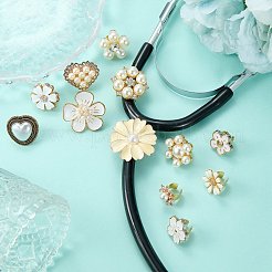 12 pendentif stéthoscope décoratif en alliage et résine émaillée en forme de fleur&nbsp;HJEW-SW00237