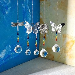 4 pièces 4 style lustre en verre attrape-soleil prismes chakra pendentif suspendu&nbsp;AJEW-SZ0002-27
