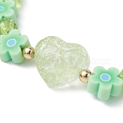Braccialetti elasticizzati in argilla polimerica con fiori fatti a mano&nbsp;BJEW-JB09825-05