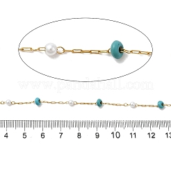 Chaînes faites à la main en acier inoxydable 304 et perles de turquoise synthétique&nbsp;CHS-L031-05G
