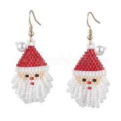 Weihnachtsmann-Ohrhänger aus Glasperlen&nbsp;EJEW-MZ00508