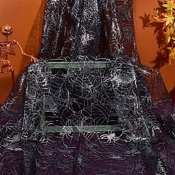 Polyester-Gazestoff mit Halloween-Spinne und Spinnennetz&nbsp;AJEW-WH0314-677B