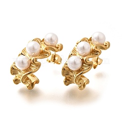 Boucles d'oreilles à tige en acier inoxydable 304 avec imitation de perles&nbsp;EJEW-R012-04G
